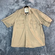 Cabelas Safari Shirt Mens XL Light Brown Military Epaulette Hunting Outdoors - £16.92 GBP