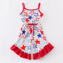NEW Boutique 4th of July Patriotic Stars Girls Romper Jumpsuit - £5.86 GBP