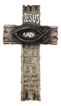 Ichthys Fish Spike Nails Jesus with Scriptural Psalm 126 Faux Wood Wall ... - $23.99