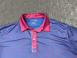 Pins Aces Polo Shirt Mens Large Pink Blue Flamingos Golf Performance Bre... - $14.84