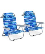 Foldable Backpack Beach Chair with Cup Holder and Storage Pockets Set of... - $244.27 CAD
