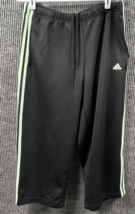 Adidas Pants XL Black Green Women&#39;s 3/4 Length Crop Mint Track Warmup Sweats - £11.87 GBP