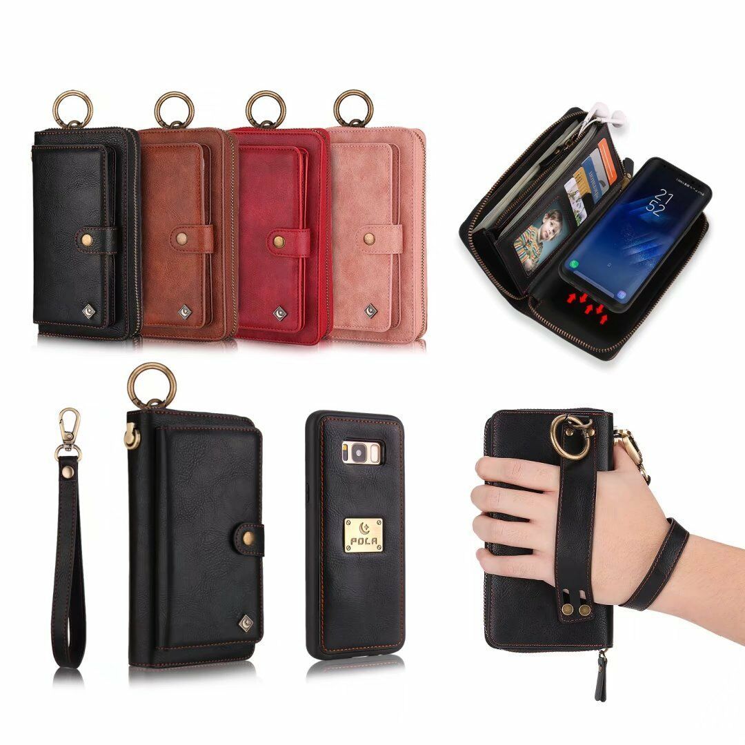 Leather wallet FLIP MAGNETIC BACK cover Case Samsung S10+ S9 S8 Note 8 S7 edge