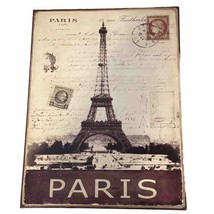 Vintage Paris France Postcard Decorative Metal Wall Art Picture 13.5x10 - £11.96 GBP