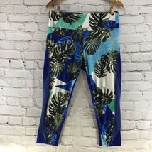 Marika Leggings Womens Sz XL Blue Palm Leaves Sheer - $7.91