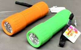 2 Ultra Bright 6 LED Mini Pocket Flashlight Orange And Green Free Shipping - £11.23 GBP