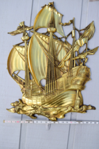 Gold Spanish Galleon Sailing Ship Wall Plaque Dart 3663 - £47.33 GBP
