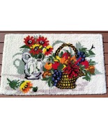 Vintage Shillcraft Basket Latch Hook Rug Completed 30&quot; x 50&quot; 100% WOOL 1... - £87.04 GBP