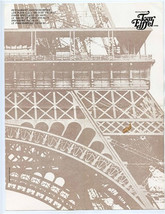 Tour Eiffel Restaurants Menu Paris France 1972 - £22.00 GBP