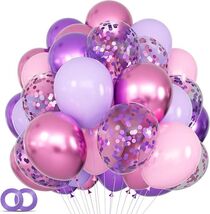 68PCS Metallic Pink Purple Balloons 12 Inch Latex Confetti Balloons for ... - $26.23