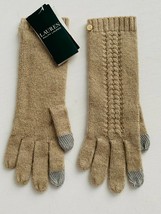 LAUREN Ralph Lauren Touch Knit Gloves Sparkle Beige/Grey - £70.04 GBP