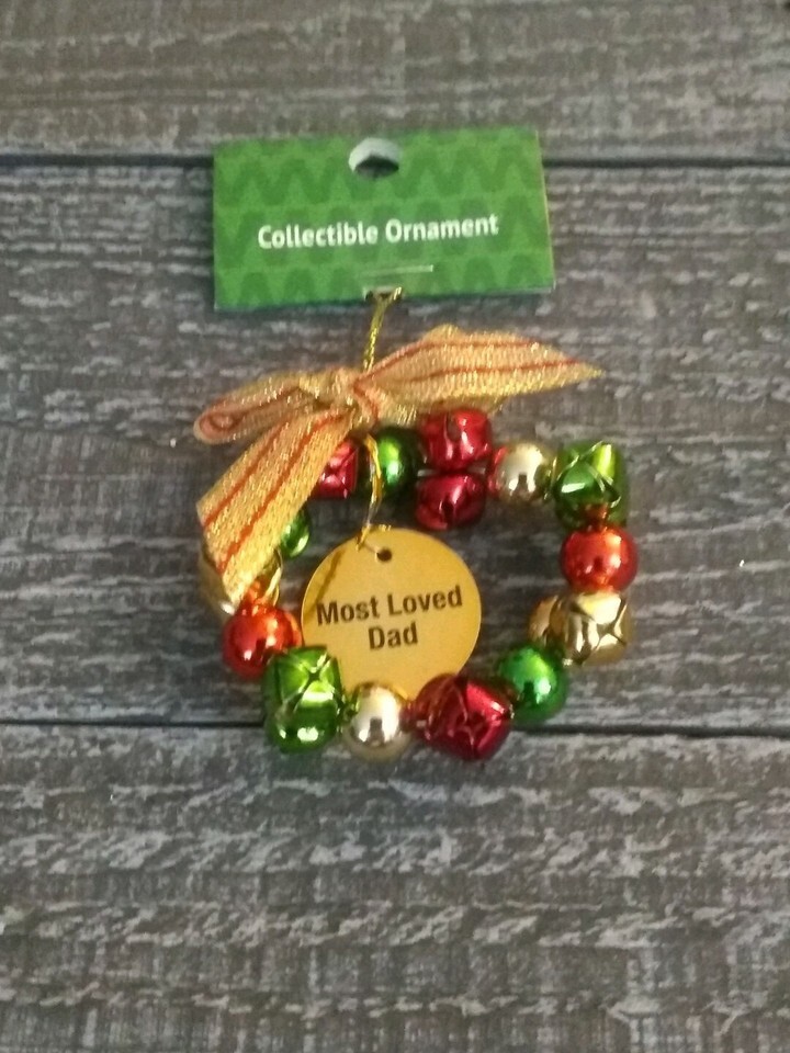 Ganz Collectable Wreath Christmas Ornament &quot;Most Loved Dad&quot; New. - $14.80