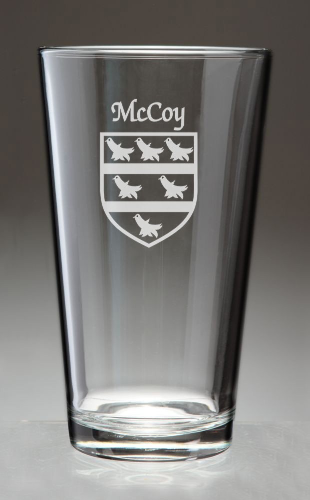 McCoy Irish Coat of Arms Pint Glasses - Set of 4 (Sand Etched) - $67.32