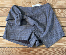 by together NWT women’s tie front plaid shorts size M black brown i1 - £10.99 GBP