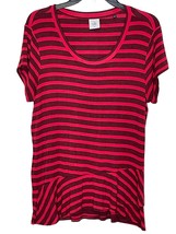 Cabi Women&#39;s T-shirt Sweet Talk Scoop Neck Short Sleeve Striped Red Sz. Medium - £15.54 GBP