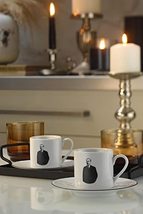 LaModaHome Atatürk Black and White Coffee Set Espresso Coffee Cups with ... - £42.80 GBP