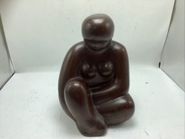 Vintage Mid-Century Wood Carved  A Woman Sitting head bowed 8” - $28.04