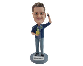 Custom Bobblehead Man Holding Peach In His Hand - Leisure &amp; Casual Casual Males  - £71.16 GBP