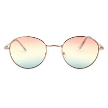 Vintage Gafas de Sol Redondas Mujer Dorado Fino Metal Marco Sombreado Degradado - £9.89 GBP