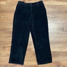 LL Bean Classic Fit Womens Black Corduroy Slacks Size 14P Cropped Pants ... - $13.86
