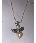 Vintage  925 chain &amp; M 925 &amp; CZ bow &amp;dangle pearl pendant necklace - $55.17