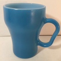 Fire King Blue Cola Cup Anchor Hocking Mug With Fun Handle Milk Glass - £17.35 GBP