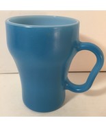 Fire King Blue Cola Cup Anchor Hocking Mug With Fun Handle Milk Glass - £17.38 GBP