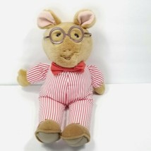 Vintage Eden Toys Arthur Stuffed Striped Clothes Plush Bow Tie Glasses 15&quot; Tall - £19.56 GBP