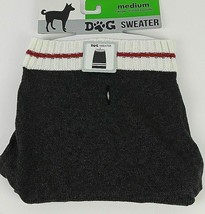 Walmart Brand Dog Sweater Charcoal Gray W White &amp; Red Stripe Color MEDIUM New - £8.41 GBP