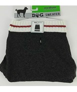 Walmart Brand Dog Sweater Charcoal Gray W White &amp; Red Stripe Color MEDIU... - £8.44 GBP