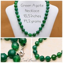 Green 12 MM Agate Gemstone Necklace - New! - £19.61 GBP