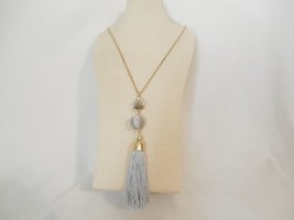 INC 33"w 3"ext Gold Tone Long Chain Jeweled Tassel Pendant Necklace C737 - $13.43