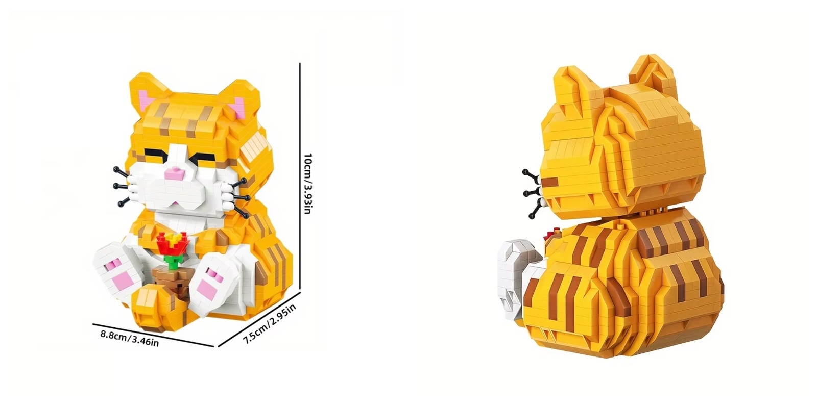 Orange Cat Building Block Model Cute Pet Animal Assembly Bricks Toys 834... - $17.99