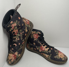 Dr. Martens Shoreditch Black Floral Victorian Combat Boots Women&#39;s US Sz 7 EU 38 - £32.93 GBP