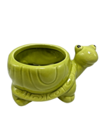 VTG Lime Green Turtle Plant Kitschy Tortoise Glazed Ceramic Succulent Pot - $14.90