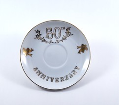 Lefton China 276 50th Anniversary Saucer Hand Painted Gold Trim Vtg. 1960&#39;s - £5.58 GBP