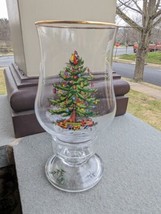 Spode Christmas Tree Hurricane Candle Holder Lamp  8 inches tall - $19.99