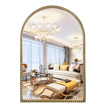 Arched Wall Mirror For Bathroom, 20&quot;X30&quot; Metal Beaded Frame Decorative Accent Mi - £161.97 GBP