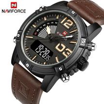 NAVIFORCE Military / Sports Stainless Steel Dual Display Quartz, LED Watch - Men - £34.17 GBP