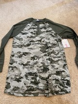 LuLaRoe Mark Henley Shirt Long Sleeve Size S Camo Black Army Green NWT - £14.23 GBP