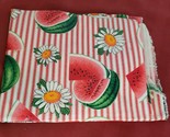 Table Cloth Vinyl Fabric Watermelon & Daisy , White & Red Stripe 45 " X 35 "