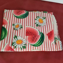 Table Cloth Vinyl Fabric Watermelon &amp; Daisy , White &amp; Red Stripe 45 &quot; X 35 &quot; - £13.49 GBP