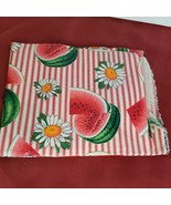 Table Cloth Vinyl Fabric Watermelon & Daisy , White & Red Stripe 45 " X 35 " - $16.88