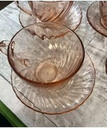 Vintage Arcoroc France Glass Rosaline Pink Depression Swirl 3 Tea Cups/5... - $23.01