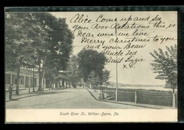 Vintage Postcard UDB South River Street Wilkes Barre PA Genealogy River View - £11.81 GBP