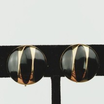 Vintage Napier Gold tone and black enamel checker pattern Screw-back Earrings - £8.30 GBP