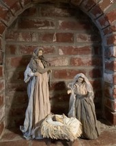 Holy Family Christmas Nativity Set 3 Pcs Large Fabric And Resin 17.5” - £225.53 GBP