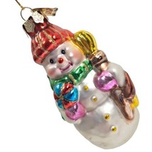 Thomas Pacconi Museum Series Christmas Snowman Lollipop Broom Glass Ornament - £10.11 GBP