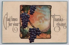 Thanksgiving Greetings Grape Cluster Artist Signed Powell Postcard T28 - £5.53 GBP