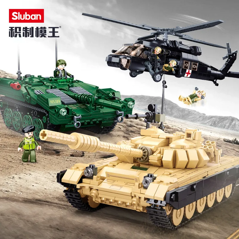 Sluban Military STRV103 Main Battle Tank T-72B3 MBT Bricks Army Helicopter - £21.49 GBP+